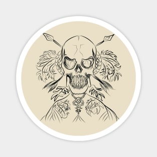 indian skull with leafs Magnet